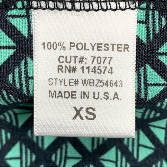 XS Pleione Black Teal Geometric Print Blouse Sleeveless Extra Small 0 2 Tribal - Picture 6 of 9